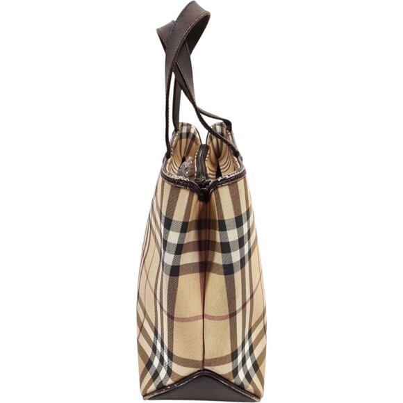 (L3) Burberry Hand Bag Brown PVC - Picture 2 of 9